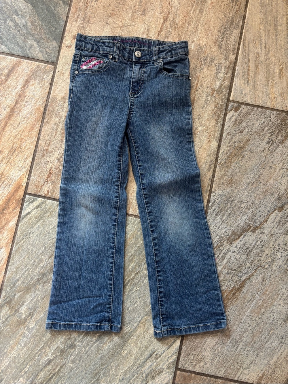 Arizona Jean Company Kids Dark Blue Denim Jeans with Pink Accent